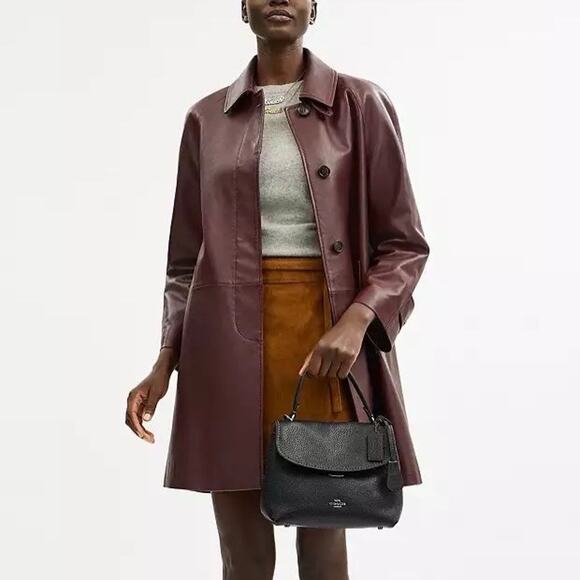 NWT Coach Emory Top Handle Bag Soft pebble leather CCE53 Gunmetal/Black - Picture 9 of 13